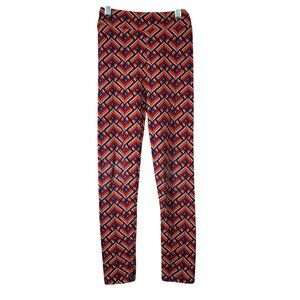 2/$15 LulaRoe Girls Leggings Orange Red Large XL Geo Design PullOn Elastic Waist